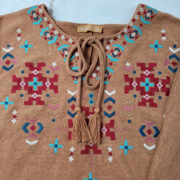 Emmer & Oat Southwestern Boho Faux Suede Poncho size M/L - Picture 6 of 13